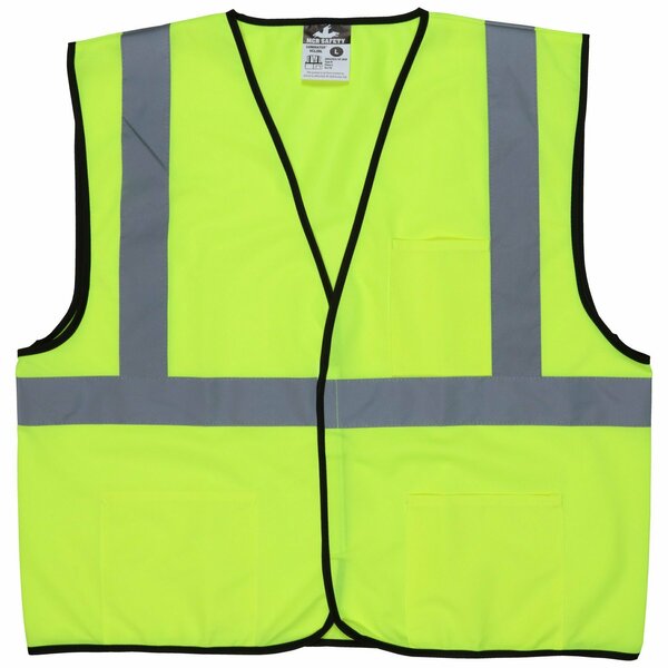 Mcr Safety Garments, Lime Green, Class 2, Economy Vest, XL VCL2SLXL